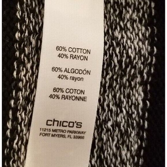 Chicos Career Casual Gray/Black Cardigan Open Front Long Slvs Sweater Sz 1 (M/8) - Picture 6 of 7